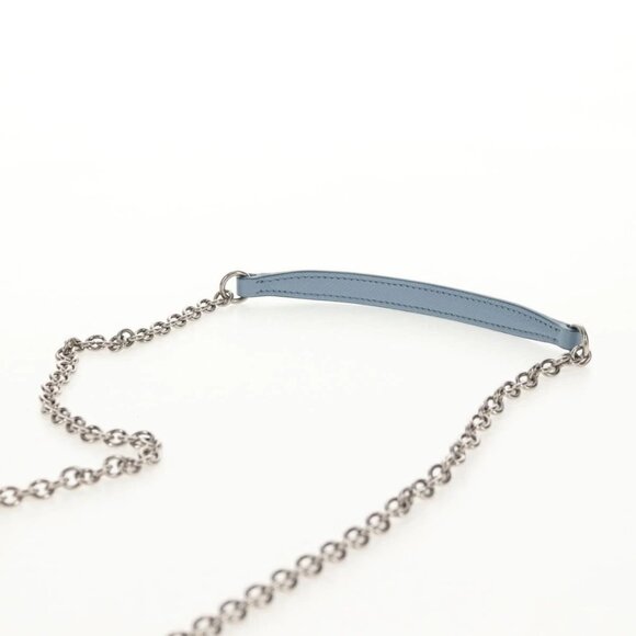 PRADA Chain Shoulder Bag Nylon Light Blue Silver Auth 145974M - Picture 9 of 16